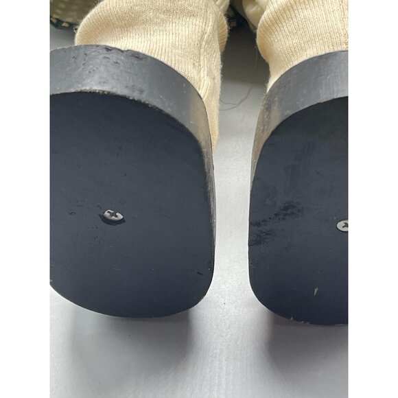 vintage doll country plaid stray hat flowers apron green striped stand 22" READ - Picture 9 of 9